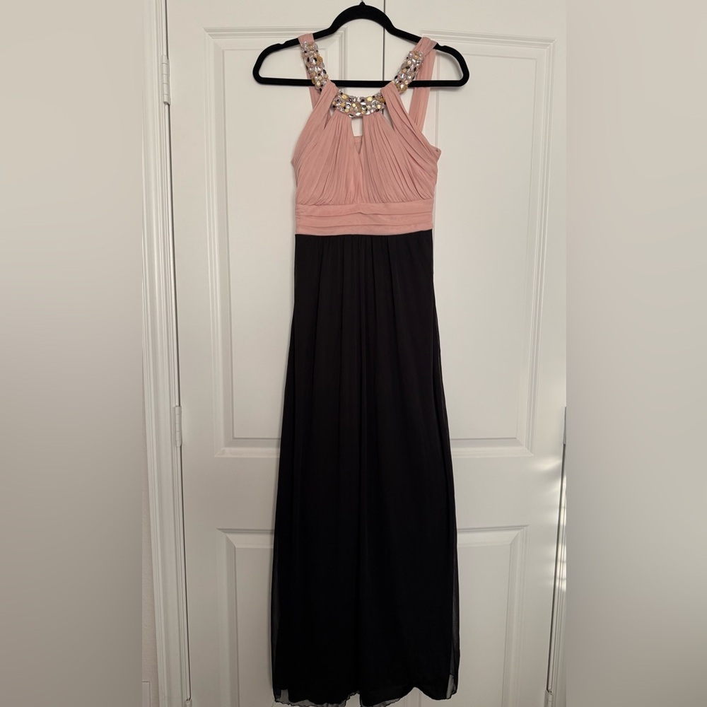 Elegant Pink and Black Evening Gown